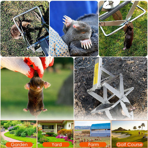 2PCS Easy Setup Mole Traps Outdoor Reusable Scissor Mole Gopher Rodent Control Trap Solid Metal Material For Lawn Garden Yard